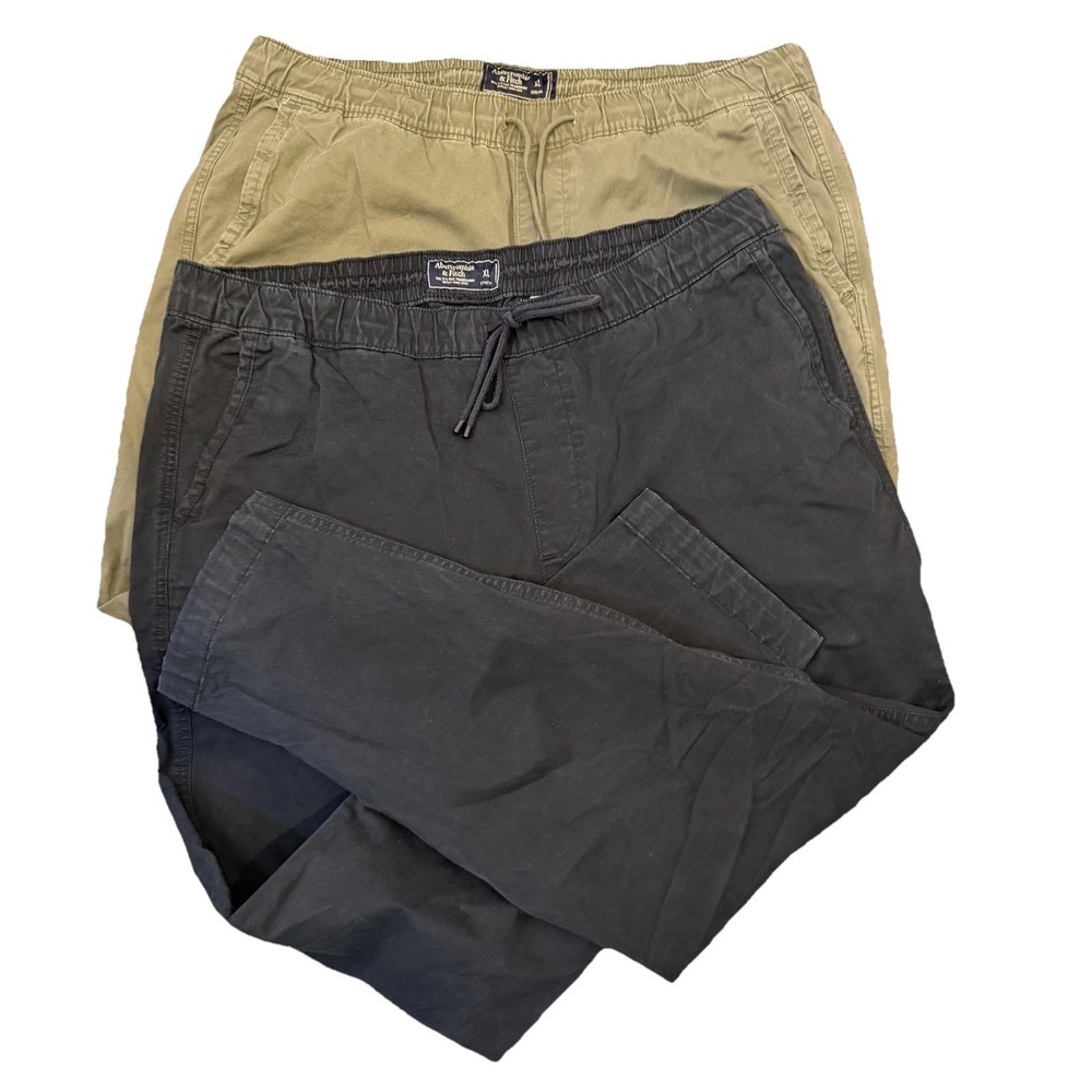 Abercrombie & Fitch Pull on Chino Pants Drawstring Lot Of 2 Men's XL Navy/olive